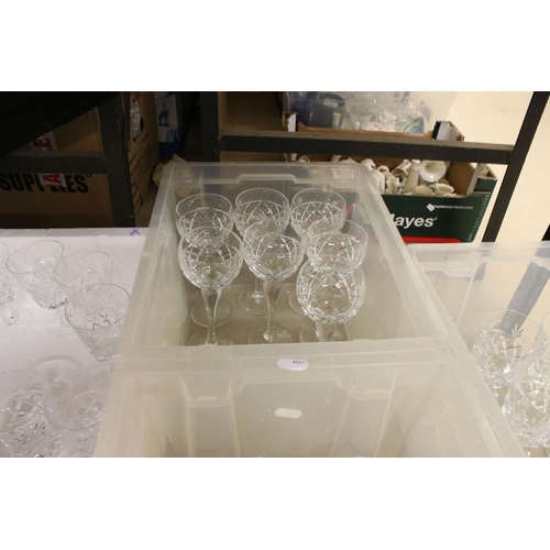 121 - Collection of Royal Brierley 'Tall Bruce' cut glassware, 67 glasses, to include 19 x short-stemmed w... 