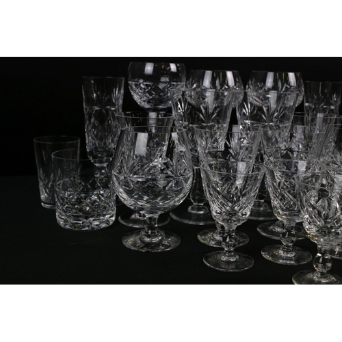 121 - Collection of Royal Brierley 'Tall Bruce' cut glassware, 67 glasses, to include 19 x short-stemmed w... 