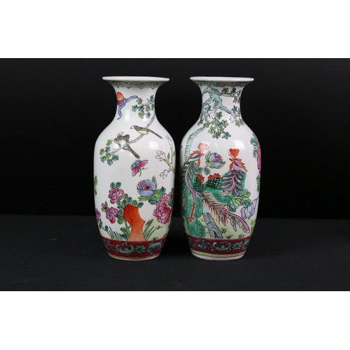 124 - Collection of mixed ceramics to include a pair of 20th century Famille Rose baluster vases (23cm hig... 