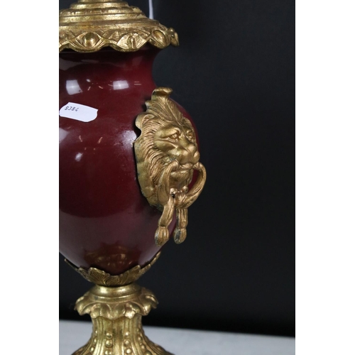 131 - Early 20th Century Ormolu Six Branch Candelabrum with red metal support, acanthus scroll arms, appli... 