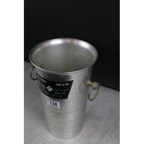 138 - 20th Century French aluminium Champagne ice bucket with label 'Preiss Henny Mittelwihr Vins d'Alsace... 