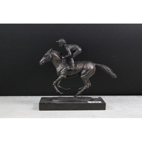 139 - David Cornell, 20th Century ' Champion Finish ' bronze figure of Lester Piggott on Nijinsky, on a na... 