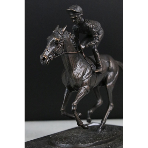 139 - David Cornell, 20th Century ' Champion Finish ' bronze figure of Lester Piggott on Nijinsky, on a na... 