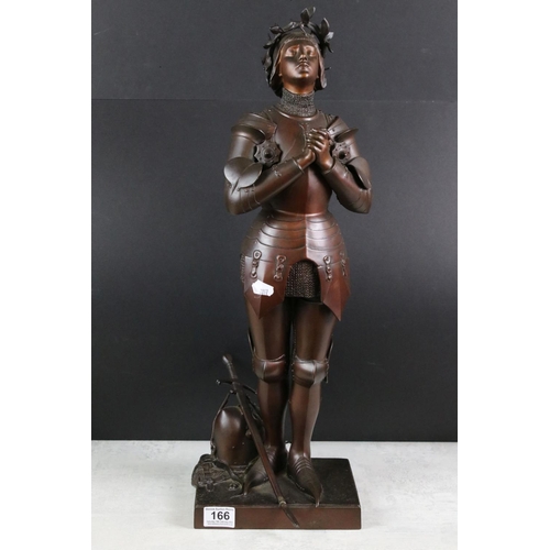 166 - Patinated spelter figure of Joan of Arc, 