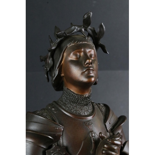 166 - Patinated spelter figure of Joan of Arc, 