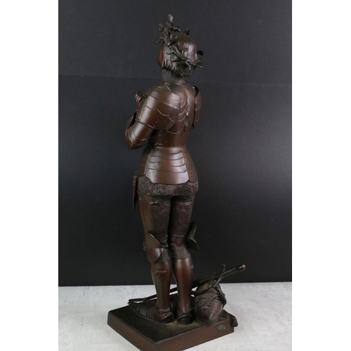 166 - Patinated spelter figure of Joan of Arc, 