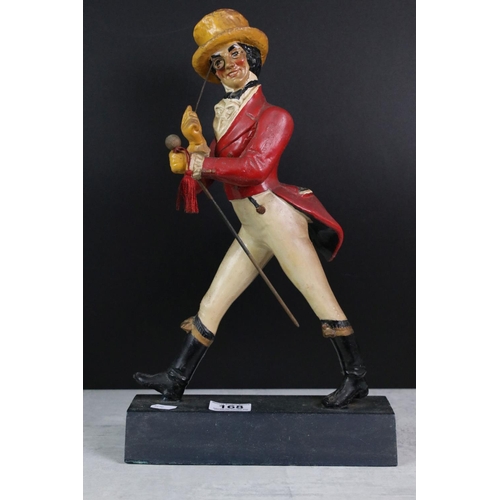 168 - Advertising - Johnnie Walker Whiskey painted plaster advertising figure, mounted on a wooden base (a... 