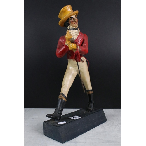 168 - Advertising - Johnnie Walker Whiskey painted plaster advertising figure, mounted on a wooden base (a... 