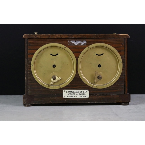 170 - J. Jaques & Son Ltd - 1920s oak cased chess timer clock, with Hamburg and American Clock Company (HA... 