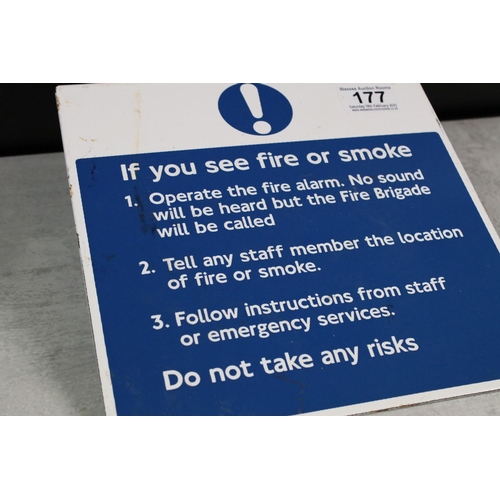 177 - Enamel fire procedure information sign from the London Underground 'If you see fire or smoke...', me... 