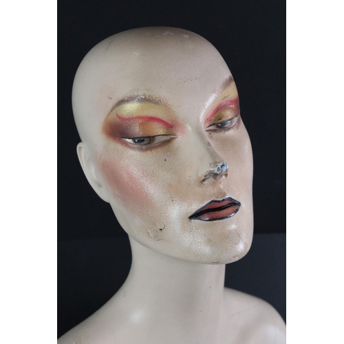 180 - Vintage half female shop display mannequin, 'Contour ONL 8' impressed to reverse of head, measures a... 