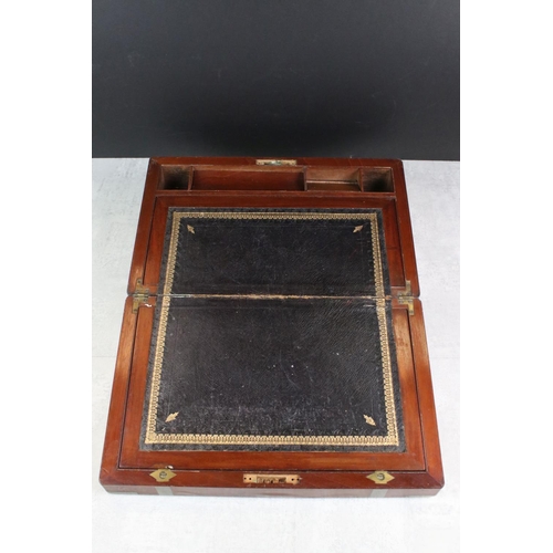 184 - 19th Century Mahogany brass bound writing slope, with tooled leather interior, pen tray and fitted c... 