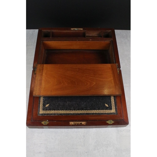 184 - 19th Century Mahogany brass bound writing slope, with tooled leather interior, pen tray and fitted c... 