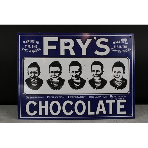 186 - Advertising - A reproduction Fry's Chocolate 'Five Boys' enamel sign (51cm x 37cm), together with an... 