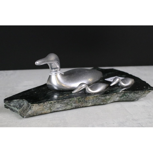 191 - Hoselton ' Made In Canada ' duck sculpture on slate base.