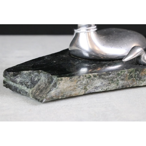 191 - Hoselton ' Made In Canada ' duck sculpture on slate base.