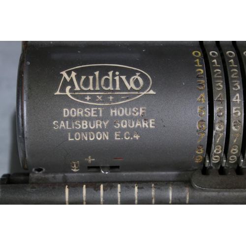 192 - A vintage Muldivo mechanical calculator with turned side handle