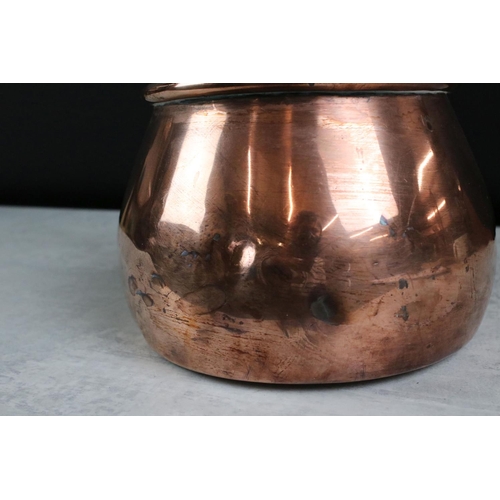 196 - Antique Copper Pan with long iron handle