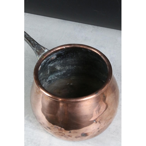 196 - Antique Copper Pan with long iron handle