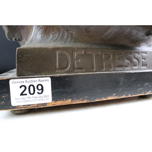 209 - After Max Arthur Waagen, Spelter Sculpture of a Shipwreck Man with Flag titled ' Detresse ', 85cm hi... 