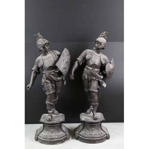 354 - Pair of 19th century Spelter Figures of Renaissance Warriors, 58cm high