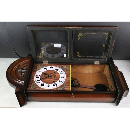 355 - 1930's Oak Domed Cased Mantle Clock together with ' Holly ' 30 day Wall Clock