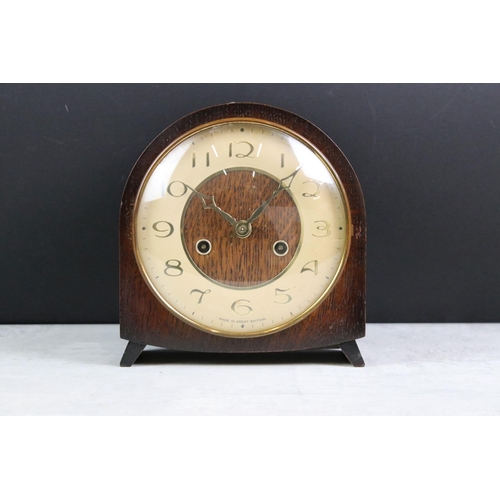 355 - 1930's Oak Domed Cased Mantle Clock together with ' Holly ' 30 day Wall Clock