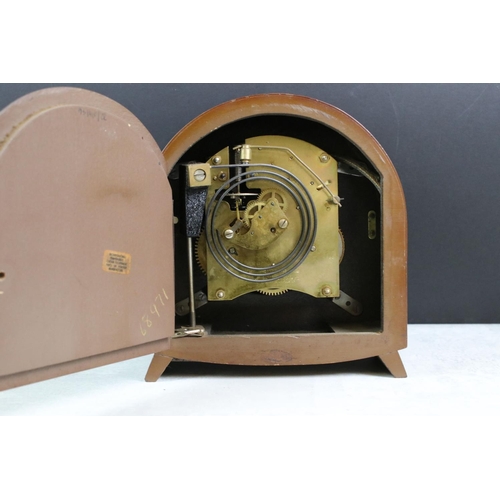 355 - 1930's Oak Domed Cased Mantle Clock together with ' Holly ' 30 day Wall Clock