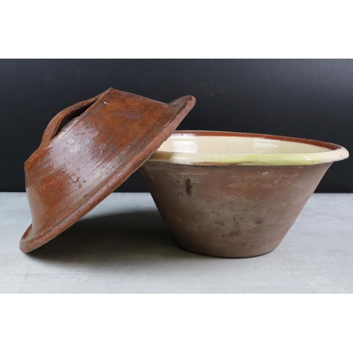 357 - Victorian Terracotta Dairy Bowl and Lid