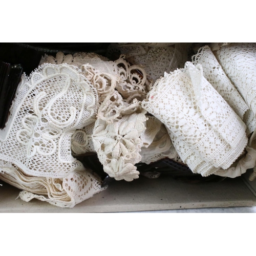 367 - Collection of Antique Linen and Silk Clothes plus other linen and lace including Collars and Trimmin... 