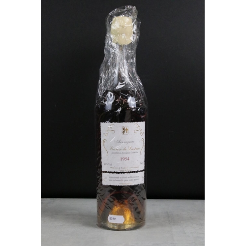 401 - A bottle of Baron De Lustrac Armagnac 1954, sealed bottle within wooden case.