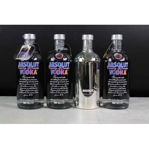 409 - A collection of bottled vodka to include Iordanov, Absolute and Belvedere examples.