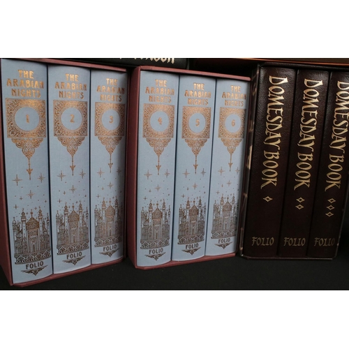 416 - A large collection of Folio society hardback books to include The Canterbury Tales, The Great Plague... 