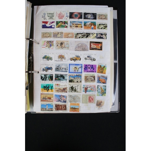 419 - A large collection of mainly world stamps mounted to sheets and contained within seven binders.