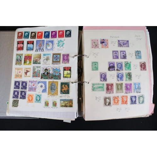 419 - A large collection of mainly world stamps mounted to sheets and contained within seven binders.