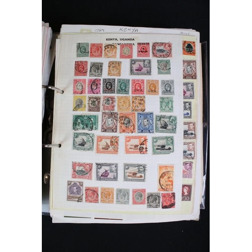 419 - A large collection of mainly world stamps mounted to sheets and contained within seven binders.