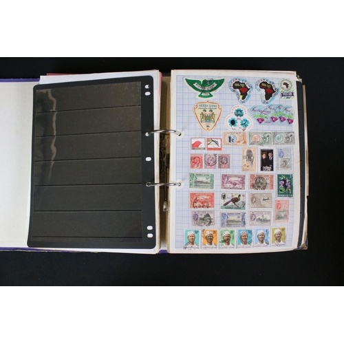 419 - A large collection of mainly world stamps mounted to sheets and contained within seven binders.