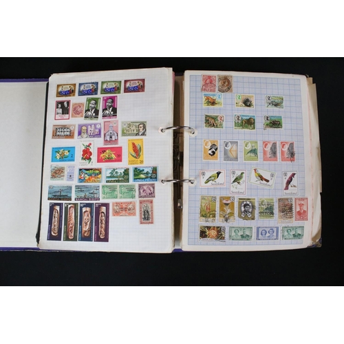 419 - A large collection of mainly world stamps mounted to sheets and contained within seven binders.