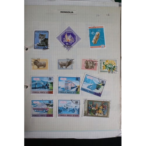 423 - A large collection of mainly world stamps mounted to sheets and contained within nine binders.