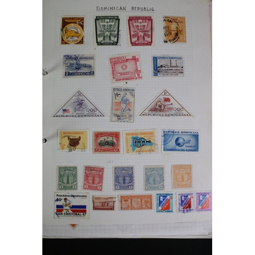 423 - A large collection of mainly world stamps mounted to sheets and contained within nine binders.