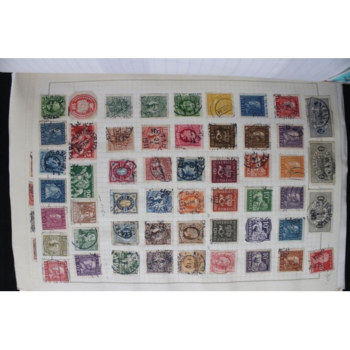 423 - A large collection of mainly world stamps mounted to sheets and contained within nine binders.