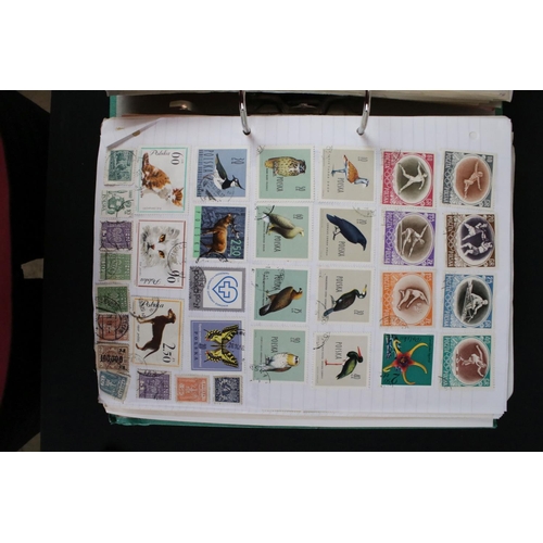 423 - A large collection of mainly world stamps mounted to sheets and contained within nine binders.