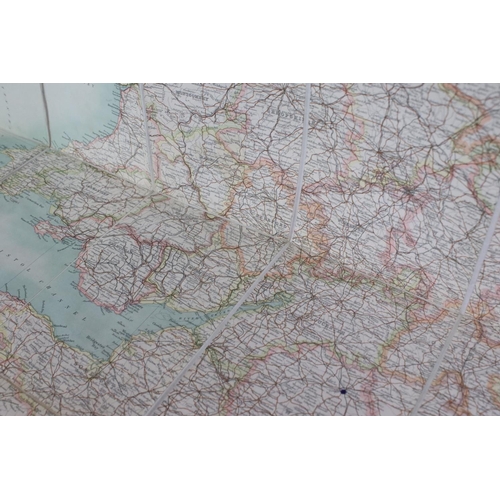 427 - An antique Edward Stanford Ordnance survey map of England and Wales in two sections and mounted to c... 