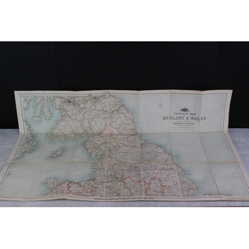 427 - An antique Edward Stanford Ordnance survey map of England and Wales in two sections and mounted to c... 