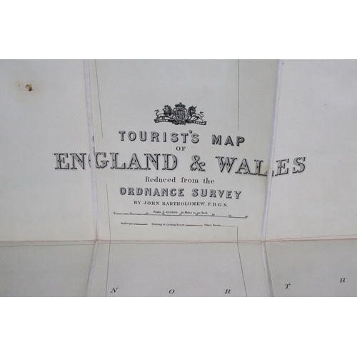 427 - An antique Edward Stanford Ordnance survey map of England and Wales in two sections and mounted to c... 