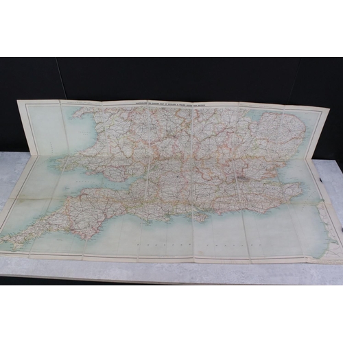 427 - An antique Edward Stanford Ordnance survey map of England and Wales in two sections and mounted to c... 