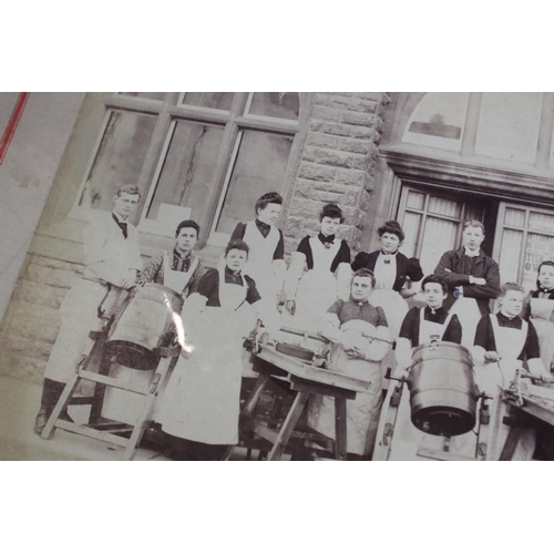 431 - A late 18th century outdoor group photograph of staff with butter churns, Chippenham (Wiltshire) Dai... 