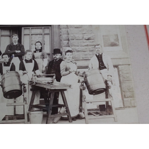 431 - A late 18th century outdoor group photograph of staff with butter churns, Chippenham (Wiltshire) Dai... 