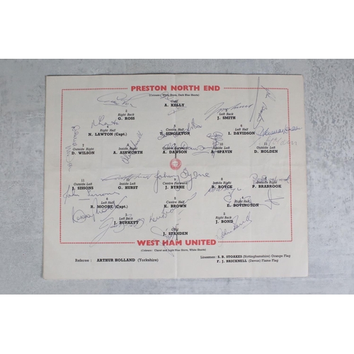 438 - Football Autographs - West  Ham Utd v Preston NE FA Cup Final programme 1964, fully signed by both t... 