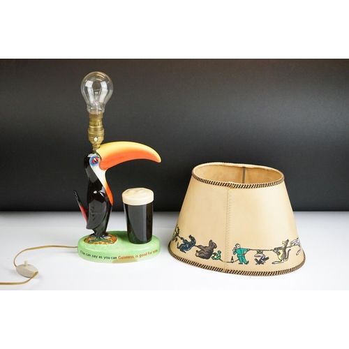 1 - Advertising - Carlton Ware Guinness toucan ceramic table lamp with original shade, mottos read 'How ... 